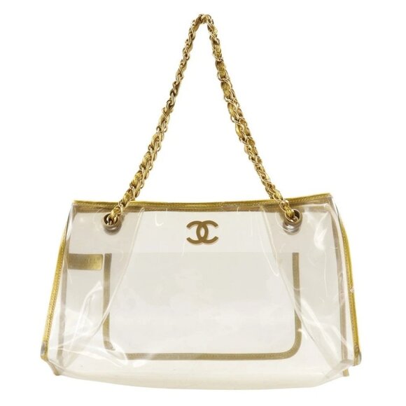 CHANEL COCO Mark Tote Bag Chain tote Gold / clear Plastics Women - Picture 1 of 12